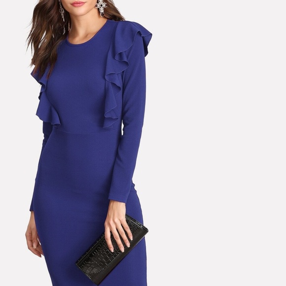 SHEIN Dresses & Skirts - Blue Bodycon Dress with side zipper